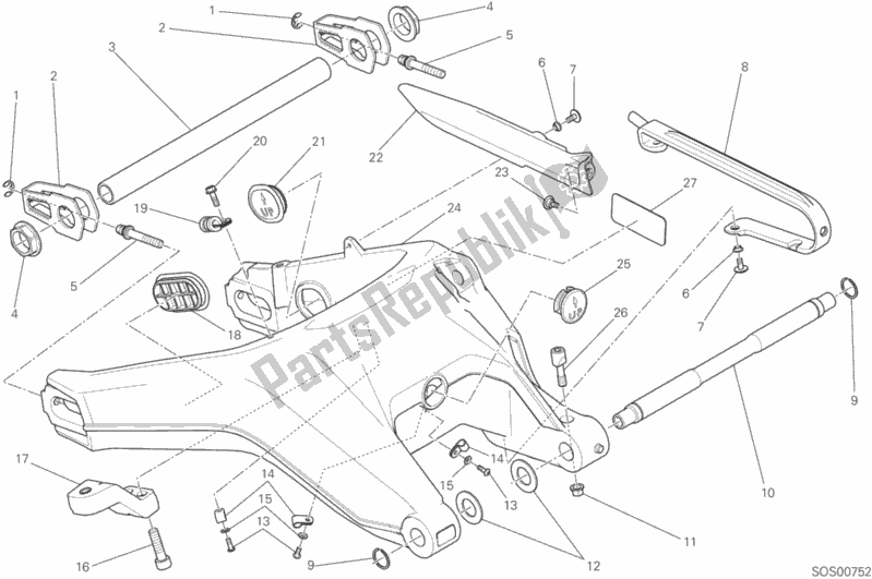 Tutte le parti per il Forcellone Posteriore del Ducati Scrambler Flat Track Thailand USA 803 2015